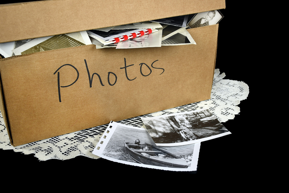 photos in a box for storage